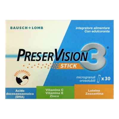 Baush e Lomb Linea Salute degli Occhi PreserVision 3 Integratore 30 Buste Stick