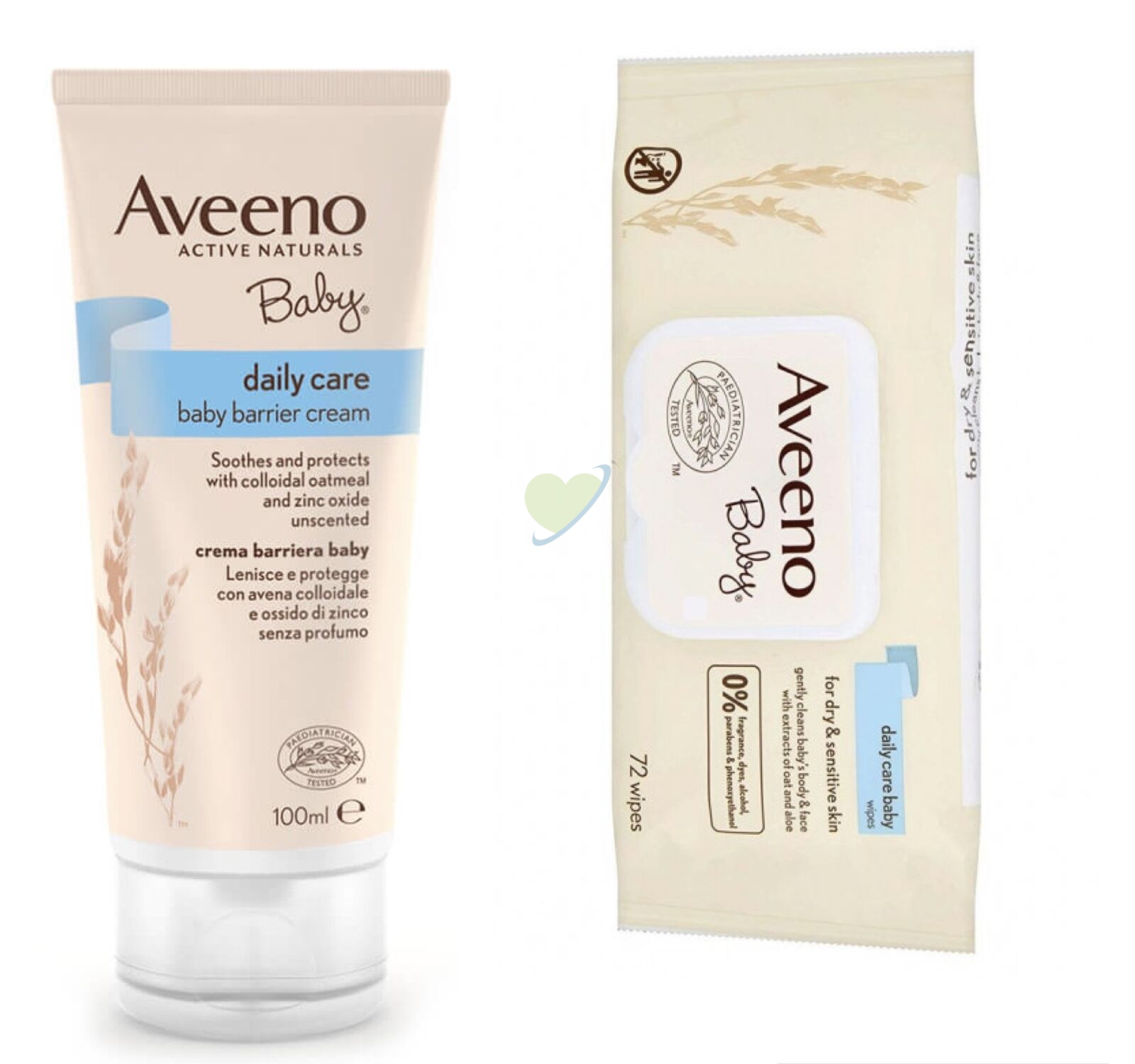 Aveeno Baby crema barriera 100ml + baby wipes