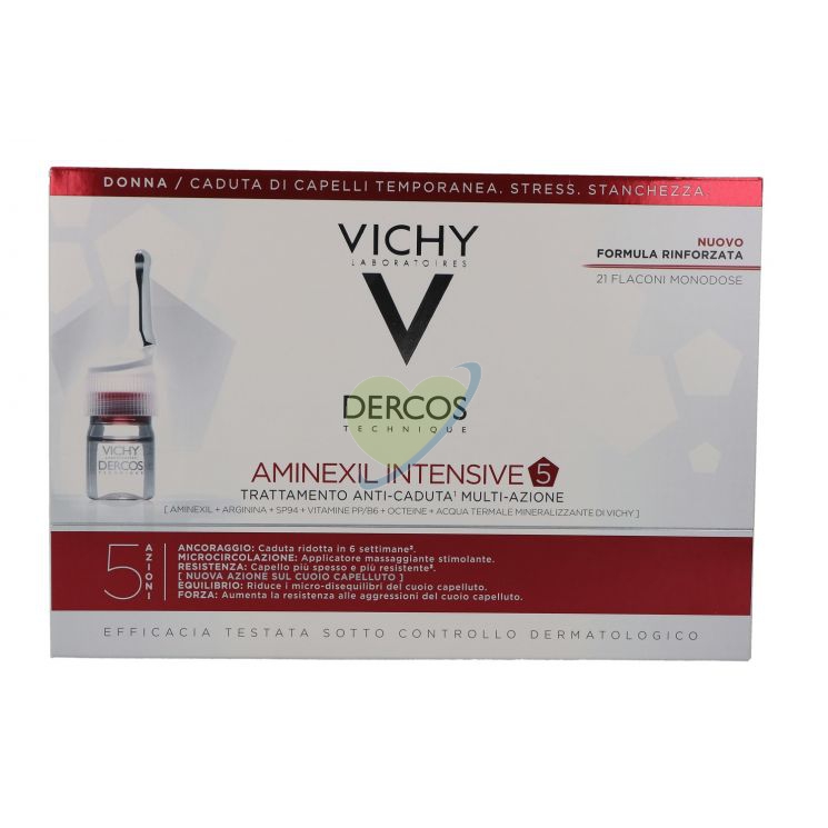 Dercos Linea Aminexil Intensive Trattamento Anticaduta 5 Azioni Donna 21 Fiale