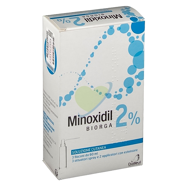 Minoxidil Biorga 2% Soluzione Cutanea, 3 Flaconi Hdpe 60Ml Con Pompa Spray E  Applicatore