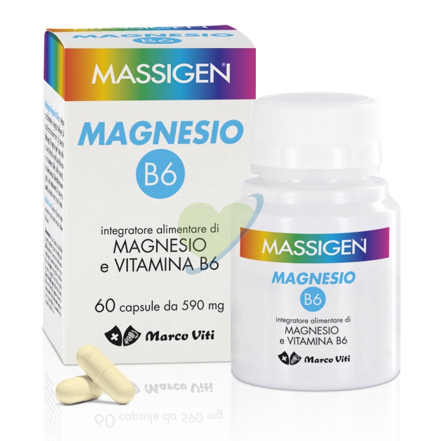Massigen Magnesio e Vitamina B6 Integratore 60 Capsule