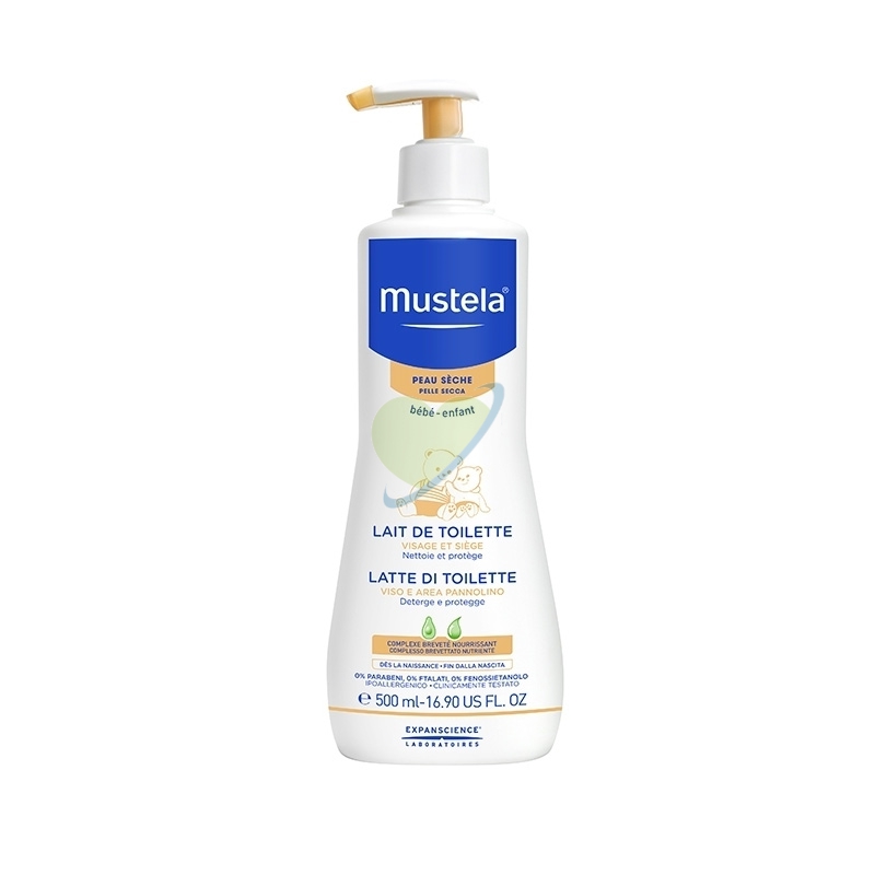 Mustela Linea Pelli Secche Latte di Toilette Detergente Viso Corpo 500 ml