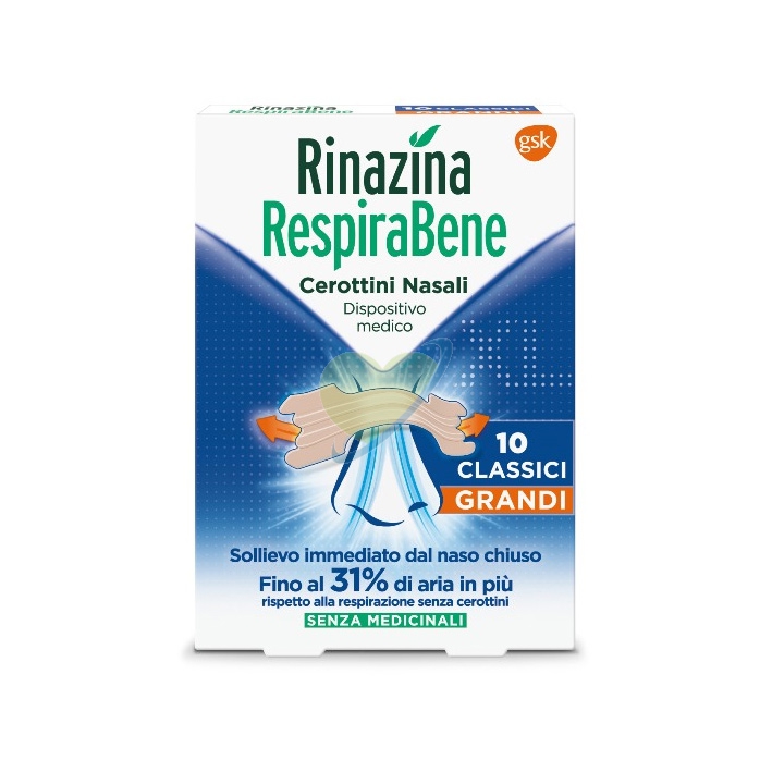 Gsk Linea Dispositivi Medici Rinazina Respirabene 10 Cerotti Nasali Classici Gra