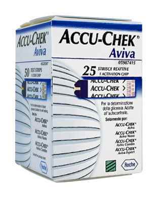 Accu Chek Linea Controllo Glicemia Aviva 25 Strisce Rilevatrici