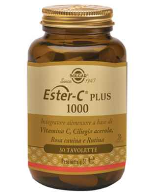 Solgar Linea Vitamine Minerali Ester C Plus 1000 Integratore 30 Tavolette