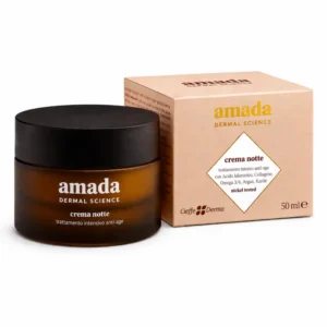 Vaso di Amada Crema Notte Cieffe Derma 50 ml, crema viso anti-age con acido ialuronico e collagene.