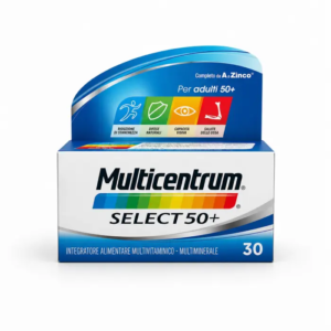Confezione di Multicentrum Select 50+ 30 compresse, integratore multivitaminico e multiminerale per adulti over 50.
