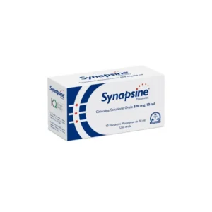 Confezione Synapsine 500 flaconcini A.B. Pharm, integratore di citicolina, 10 flaconcini da 10 ml.