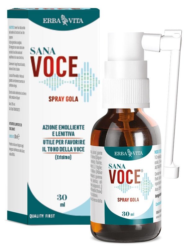 Confezione di Sana Voce Spray Gola Erba Vita a base di Erisimo, Piantaggine e Malva