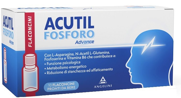 Acutil Fosforo Advance 10 flaconcini con fosfoserina e vitamina B6.