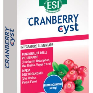 Astuccio di ESI Cranberry Cyst 30 ovalette con cranberry, uva ursina, verga d'oro e semi di pompelmo.