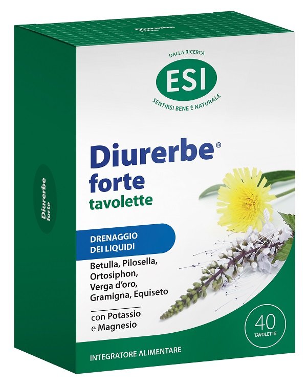 Diurerbe Forte ESI 40 tavolette integratore drenante con betulla pilosella potassio e magnesio.