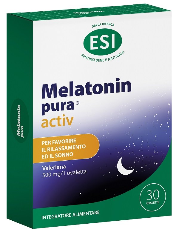 Melatonin Pura Activ ESI, 30 ovalette con melatonina 1 mg e valeriana titolata.