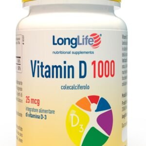 Confezione di LongLife Vitamina D3 1000 U.I. da 60 compresse a base di colecalciferolo.