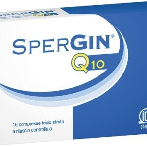 Confezione di Spergin Q10 16 compresse a base di Coenzima Q10, amminoacidi e vitamina E