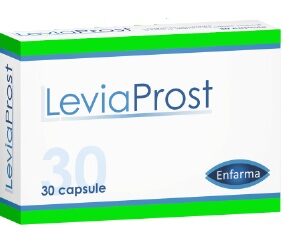 Confezione di LeviaProst 30 capsule a base di Serenoa repens, Urtica dioica, Scutellaria baicalensis, Vitamina D3 ed E.