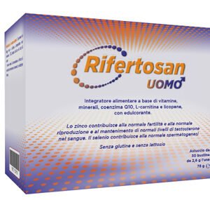 Confezione di Rifertosan Uomo 30 bustine a base di zinco, selenio, coenzima Q10, L-carnitina e licopene