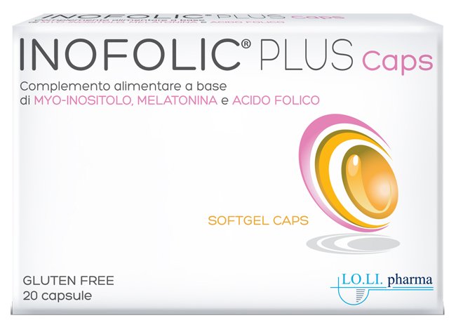 Inofolic Plus 20 Capsule, complemento alimentare con myo-inositolo, melatonina e acido folico.