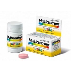 Multicentrum Junior 30 compresse masticabili, integratore multivitaminico per bambini dai 4 anni.