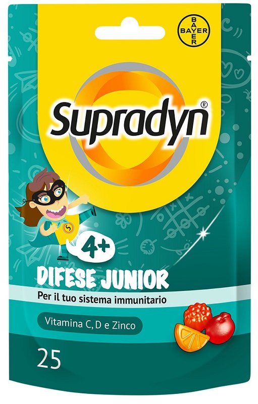 Supradyn Difese Junior 25 caramelle gommose integratore vitamina C D zinco bambini.