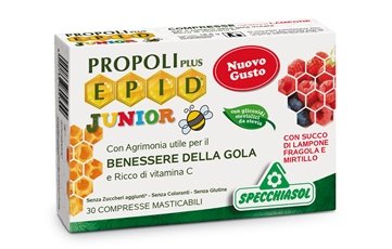 Confezione di Epid Junior compresse masticabili a base di propoli E.P.I.D. e vitamina C per bambini
