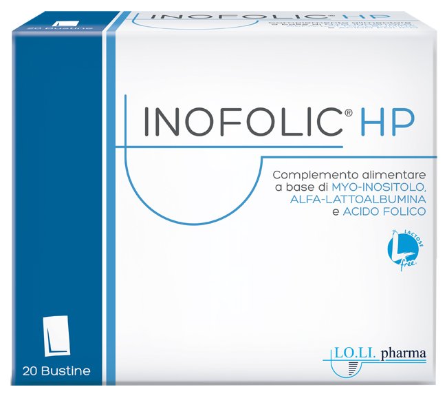 Inofolic HP 20 bustine, complemento alimentare con myo-inositolo, alfa-lattoalbumina e acido folico.