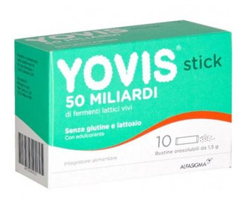 Yovis Stick 10 bustine orosolubili con quattro ceppi di fermenti lattici vivi.