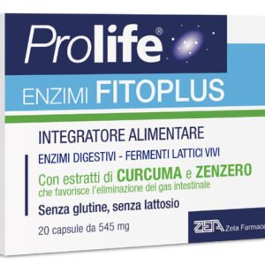 Prolife Enzimi FitoPlus 20 capsule, enzimi digestivi con zenzero e curcuma.