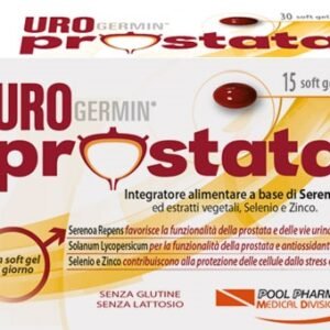 Confezione di Urogermin Prostata 15 capsule a base di Serenoa, Licopene, Selenio e Zinco.