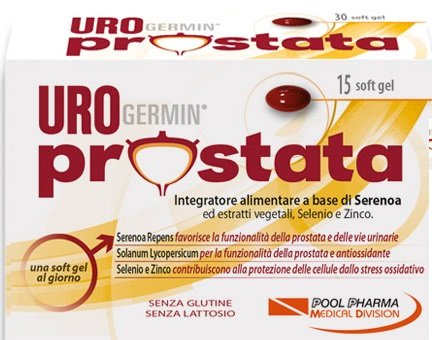 Confezione di Urogermin Prostata 15 capsule a base di Serenoa, Licopene, Selenio e Zinco.