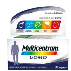 Multicentrum Uomo 60 compresse, integratore multivitaminico e multiminerale per uomo.