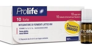 Prolife 10 Forte 12 flaconcini da 8 ml, fermenti lattici 10 ceppi con vitamine B.