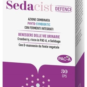Confezione di Sedacist Defence Erba Vita con Cranberry, D-Mannosio e fermenti lattici per le vie urinarie.