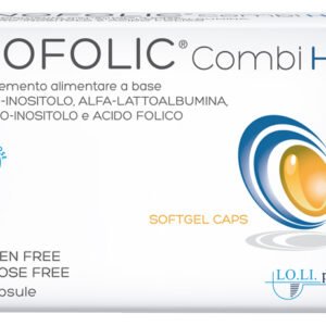 Inofolic Combi HP 20 capsule softgel con myo-inositolo, D-chiro-inositolo e acido folico.