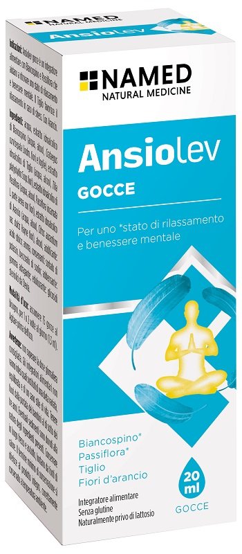 Confezione di Ansiolev Gocce Specchiasol a base di biancospino, tiglio, passiflora e fiori d'arancio