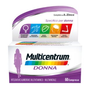 Multicentrum Donna 60 compresse, integratore multivitaminico e multiminerale per donna.