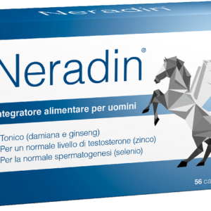 Confezione di Neradin 56 capsule a base di damiana, ginseng rosso, zinco, selenio e magnesio