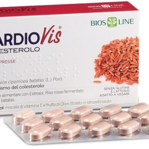 Confezione di CardioVis Colesterolo Bios Line a base di riso rosso fermentato, coenzima Q10 e vitamina E