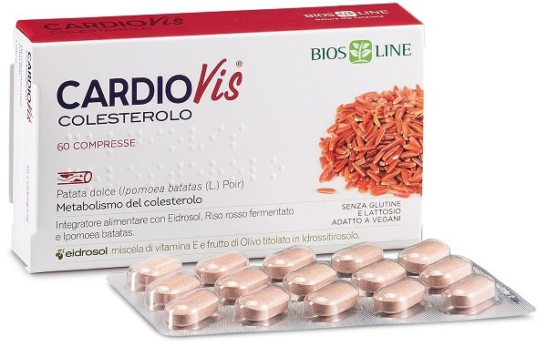 Confezione di CardioVis Colesterolo Bios Line a base di riso rosso fermentato, coenzima Q10 e vitamina E