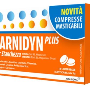 Carnidyn Plus Compresse Masticabili 18 cpr integratore con creatina carnitina magnesio e vitamine.