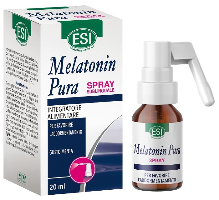 Melatonin Pura Spray ESI 20 ml, melatonina sublinguale con erogatore.