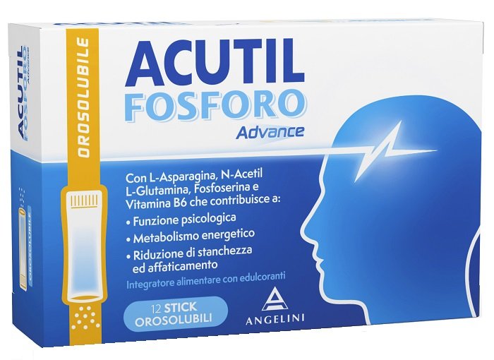 Acutil Fosforo Advance 12 stick orosolubili con fosfoserina e vitamina B6.