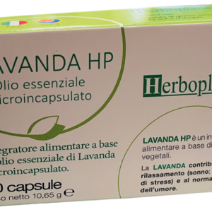 Confezione di Lavanda HP di Herboplanet a base di olio essenziale di lavanda microincapsulato, 30 capsule.