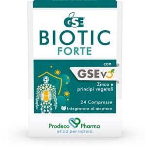 Astuccio di GSE Biotic Forte 24 compresse con estratto di semi di pompelmo, echinacea e melaleuca.