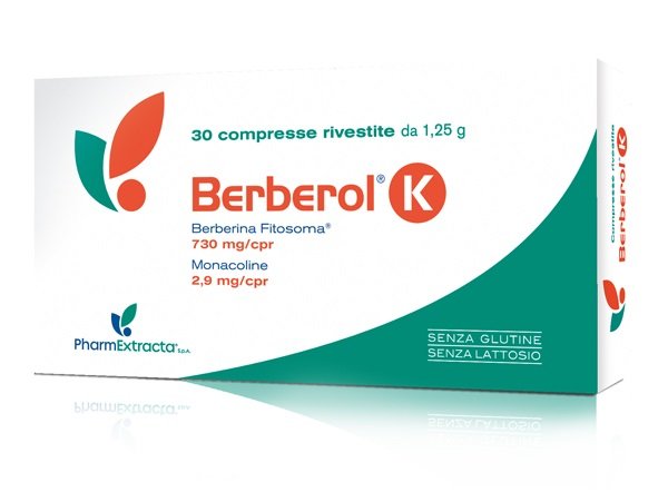 Confezione di Berberol K 30 compresse a base di Berberina Fitosoma e Monacoline da riso rosso fermentato
