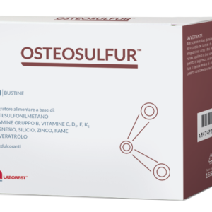 Confezione di Osteosulfur 30 bustine a base di MSM, vitamina D3, K2, magnesio e resveratrolo