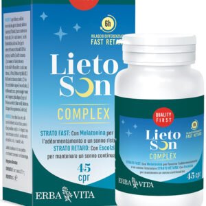 Confezione di Lietoson Complex Erba Vita a base di valeriana, melatonina, escolzia e luppolo.