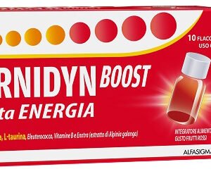Carnidyn Boost 10 flaconcini integratore energetico senza caffeina con vitamine B1 e B5.