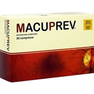 Confezione di Macuprev 30 compresse con luteina, zeaxantina, mirtillo, reishi, vitamine e minerali