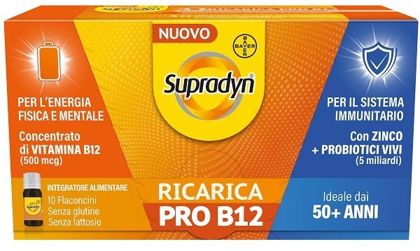 Supradyn Ricarica Pro B12 10 flaconcini integratore vitamina B12 niacina zinco.